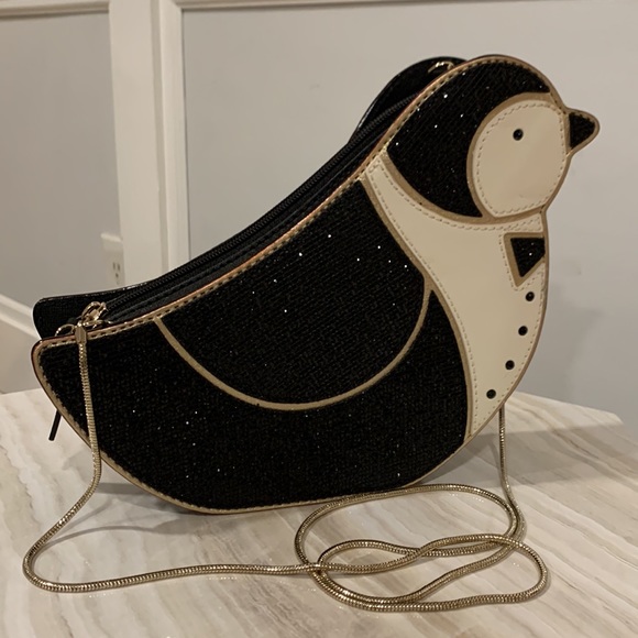 kate spade Handbags - Kate Spade Clifton Lane Sparkly Tuxedo Penguin Gold Chain Crossbody EUC